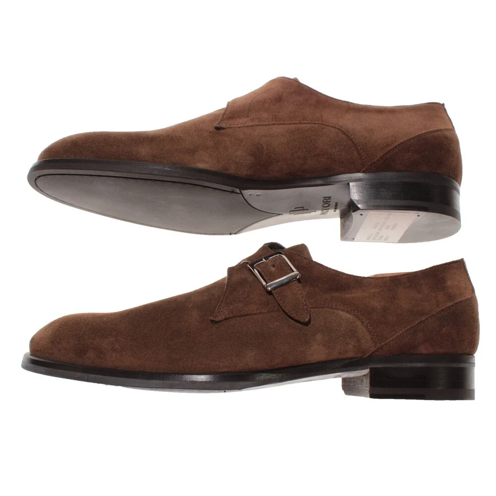 Pastori NWOB Faustus Single Monk Strap Dress Shoes Size 9 in Brown Suede